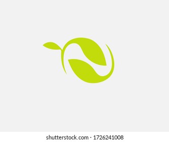 Icono de logo verde brillante creativo dos hojas de una planta