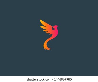 Creative bright logo symbol abstract bird phoenix fantasy