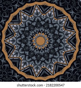 Creative bright mandala illustration, Ethnic fractal artwork illustration