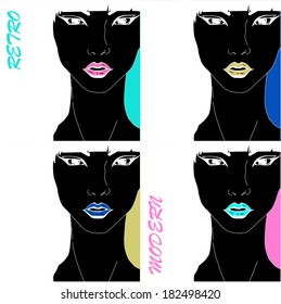Creative bright modern pop art glamor fashion girl