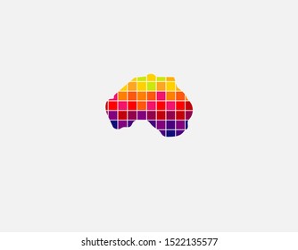 Creative bright multicolored logo mainland Australia icon in pixels for the company