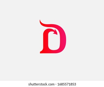 Creative bright red logo sign letter D with arrow for your company