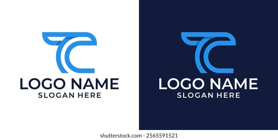 Creative and Bright TC Letter Logo Design Vector Illustration with Colorful Gradient Concept.