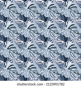 Creative bright tropical leaves seamless pattern. Monstera leaf background. Modern exotic jungle plants endless wallpaper. Hawaiian backdrop. Rainforest floral texture. Vector illustration