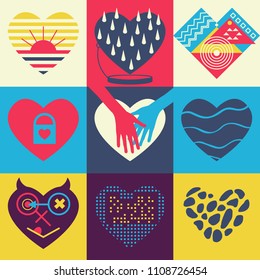 Creative bright unusual vector with hearts
