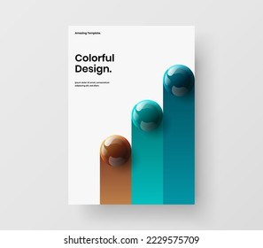 Creative brochure A4 design vector layout. Abstract 3D spheres catalog cover illustration.