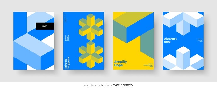 Diseño de folletos creativos. Diseño de póster geométrico. Plantilla de informe aislada. Pancarta. Portada del libro. Presentación empresarial. Antecedentes. Volante. Cuaderno. Diario. Cartera. Handbill. Folleto