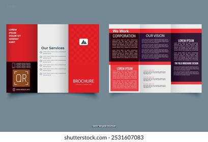 Creative brochure design with modern shapes creative business brochure. Trifold Print Ready Brochure Template. Vector illustration