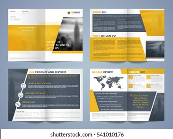 Creative brochure design set, Professional template layout, Business flyers with cover, inner and back pages presentation.