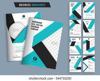 Creative brochure design set, Professional template layout with space for image and text, Business flyers with cover, inner and back pages presentation.