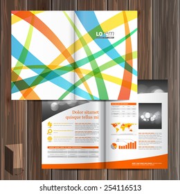 Creative brochure template design with color art elements. Cover layout