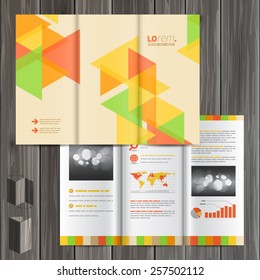 Creative brochure template design with color geometric pattern. Cover layout