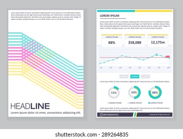 Creative Brochure Template Design with infographic chart. Abstract Vector Flyer, Pamphlet, Leaflet layout for marketing, advertising and Flat style web site banners, Posters, Placards.