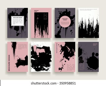 creative brochure template design with ink brush elements