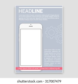 Creative Brochure Template Design with Smartphone for mock up. Abstract  Vector Flyer, Pamphlet, Leaflet layout for marketing, advertising and Flat style web site banners. 