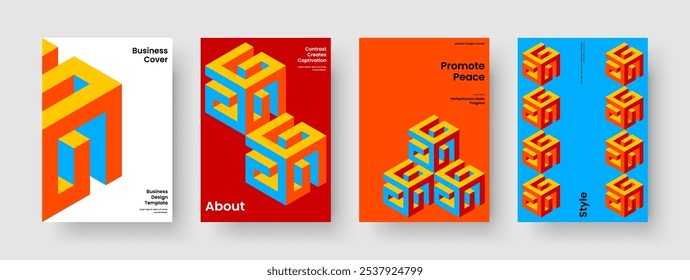 Plantilla de folleto creativo. Diseño de presentación de negocios geométricos. Diseño de informe aislado. Anuncio. Portada de libro. Antecedentes. Volante. Cartel. Diario. Catálogo. Publicidad. Boletín informativo. Cartera