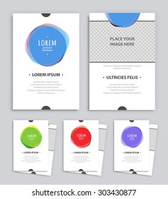 Creative brochure templates. Abstract back and front flyer backgrounds. 4 different versions. Eps 10. Vector design.
