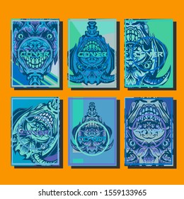 Creative brochure templates with colorful devil elements. Covers design templates for flyer, leaflet, brochure, report, presentation, advertising, magazine.