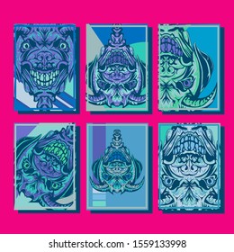 Creative brochure templates with colorful devil elements. Covers design templates for flyer, leaflet, brochure, report, presentation, advertising, magazine.