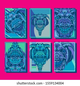 Creative brochure templates with colorful devil elements. Covers design templates for flyer, leaflet, brochure, report, presentation, advertising, magazine.