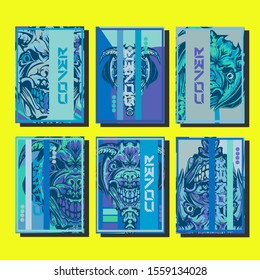 Creative brochure templates with colorful devil elements. Covers design templates for flyer, leaflet, brochure, report, presentation, advertising, magazine.
