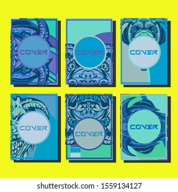 Creative brochure templates with colorful devil elements. Covers design templates for flyer, leaflet, brochure, report, presentation, advertising, magazine.