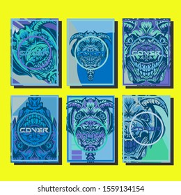 Creative brochure templates with colorful devil elements. Covers design templates for flyer, leaflet, brochure, report, presentation, advertising, magazine.