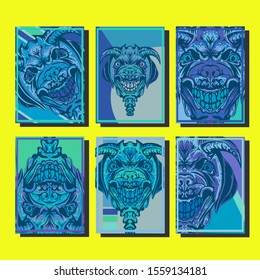 Creative brochure templates with colorful devil elements. Covers design templates for flyer, leaflet, brochure, report, presentation, advertising, magazine.
