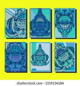 Creative brochure templates with colorful devil elements. Covers design templates for flyer, leaflet, brochure, report, presentation, advertising, magazine.