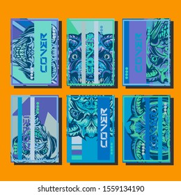 Creative brochure templates with colorful devil elements. Covers design templates for flyer, leaflet, brochure, report, presentation, advertising, magazine.