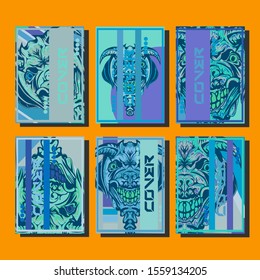 Creative brochure templates with colorful devil elements. Covers design templates for flyer, leaflet, brochure, report, presentation, advertising, magazine.