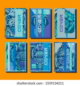 Creative brochure templates with colorful devil elements. Covers design templates for flyer, leaflet, brochure, report, presentation, advertising, magazine.
