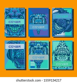 Creative brochure templates with colorful devil elements. Covers design templates for flyer, leaflet, brochure, report, presentation, advertising, magazine.