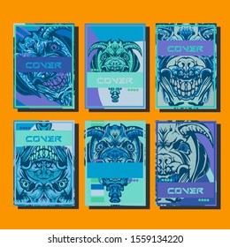 Creative brochure templates with colorful devil elements. Covers design templates for flyer, leaflet, brochure, report, presentation, advertising, magazine.