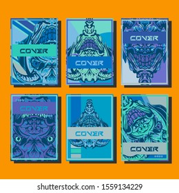 Creative brochure templates with colorful devil elements. Covers design templates for flyer, leaflet, brochure, report, presentation, advertising, magazine.