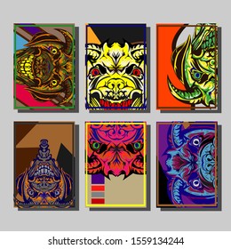 Creative brochure templates with colorful devil elements. Covers design templates for flyer, leaflet, brochure, report, presentation, advertising, magazine.