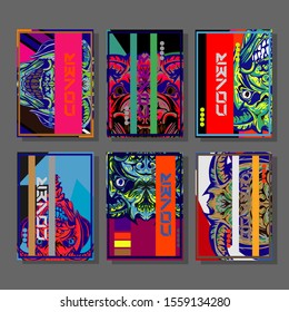 Creative brochure templates with colorful devil elements. Covers design templates for flyer, leaflet, brochure, report, presentation, advertising, magazine.