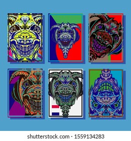 Creative brochure templates with colorful devil elements. Covers design templates for flyer, leaflet, brochure, report, presentation, advertising, magazine.