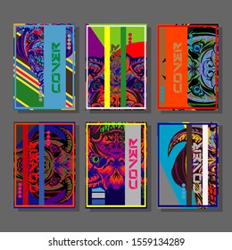 Creative brochure templates with colorful devil elements. Covers design templates for flyer, leaflet, brochure, report, presentation, advertising, magazine.