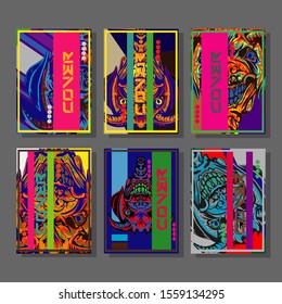 Creative brochure templates with colorful devil elements. Covers design templates for flyer, leaflet, brochure, report, presentation, advertising, magazine.
