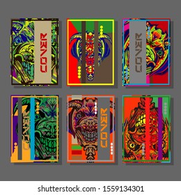 Creative brochure templates with colorful devil elements. Covers design templates for flyer, leaflet, brochure, report, presentation, advertising, magazine.