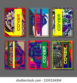Creative brochure templates with colorful devil elements. Covers design templates for flyer, leaflet, brochure, report, presentation, advertising, magazine.