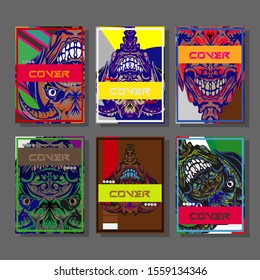 Creative brochure templates with colorful devil elements. Covers design templates for flyer, leaflet, brochure, report, presentation, advertising, magazine.