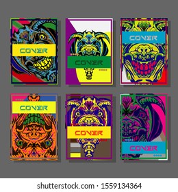 Creative brochure templates with colorful devil elements. Covers design templates for flyer, leaflet, brochure, report, presentation, advertising, magazine.