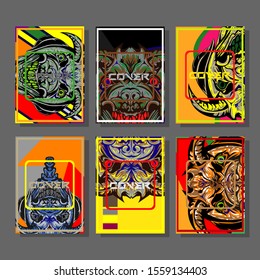 Creative brochure templates with colorful devil elements. Covers design templates for flyer, leaflet, brochure, report, presentation, advertising, magazine.