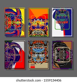 Creative brochure templates with colorful devil elements. Covers design templates for flyer, leaflet, brochure, report, presentation, advertising, magazine.