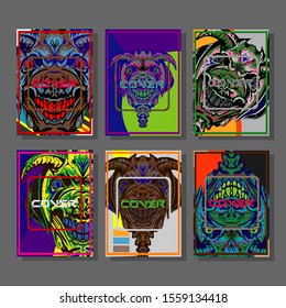 Creative brochure templates with colorful devil elements. Covers design templates for flyer, leaflet, brochure, report, presentation, advertising, magazine.