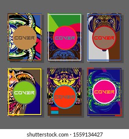 Creative brochure templates with colorful devil elements. Covers design templates for flyer, leaflet, brochure, report, presentation, advertising, magazine.