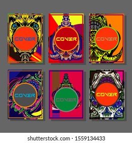 Creative brochure templates with colorful devil elements. Covers design templates for flyer, leaflet, brochure, report, presentation, advertising, magazine.