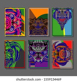 Creative brochure templates with colorful devil elements. Covers design templates for flyer, leaflet, brochure, report, presentation, advertising, magazine.